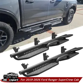 Ss-f169-hk Pofenze 3-raised Steps Side Running Boards For 2019-2026 Ford Ranger Supercrew Cab