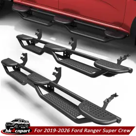 Pofenze Ss-f369-hk Steel Running Boards Nerf Bars Side Steps For 2019-2026 Ford Ranger Super Crew