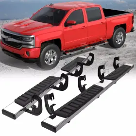 30501m3611200-b1 Polemotor Pair Running Boards For 07-18 Gmc Sierra Chevy Silverado Crew Cab 6ftft Steps Bars