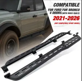 Reco Premium Quality 762178877760 2021-2026 Ford Bronco Rail Bar For 4 Door Running Boards Drop Side Step