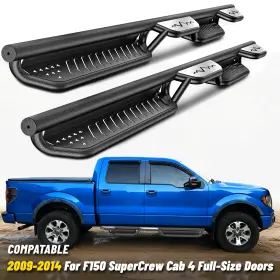 Atearb021-99 Road Beast 6 Inch Running Board For 2009-2014 Ford F150 F-150 Supercrew Cab Nerf Side Step Bar