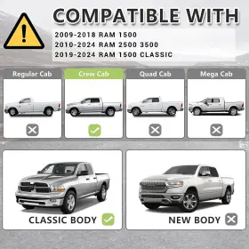 Snr3-d09-cb Sanooer Black Side Step Nerf Bars Fit 2009-2018 Dodge Ram 1500 Crew Cab Running Boards #2