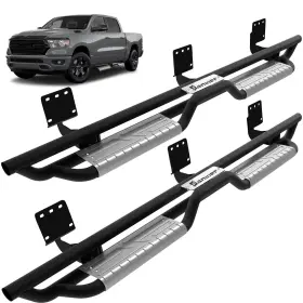 Snr3-d19-cs Sanooer Silver Running Boards For 2019-2025 Dodge Ram 1500 Crew Cab Step Bars