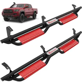 Snr3-t05-dr Sanooer Running Boards For 2005-2023 Toyota Tacoma Double Cab Red Drop Stairs Nerf Bars