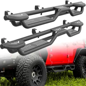 Argb086071188 Soenboo Running Boards For 2007-2018 Jeep Wrangler Jk 4 Doors 3-raised Steps Bolt-on