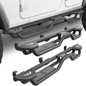 Frrb026071456 Soenboo Three Raised Running Boards For 2007-2018 Jeep Wrangler Jk Jku 4 Doors Bolt-on