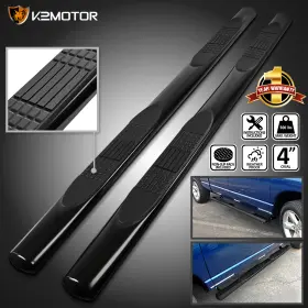 Spec-d Tuning 841808146251 Fits 2015-2024 F150 Supercrew Cab 4 Inch Oval Black Side Step Nerf Bar Running Board