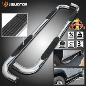 Ssb3-siv1915ccs2-wb Spec-d Tuning 19 Fits 2019-2023 Chevy Silverado 1500 Crew Cab 3 Inch Nerf Bar Side Step Running Board