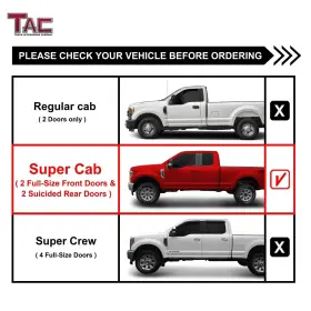 Fn4400 Tac Truck Accessories Company Side Steps Fit 2015-2024 Ford F150 Super Cab 2017-2024 F250 / F350 #3