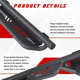 E004 Tokmowin Running Boards For 2020- 2023 2024 Jeep Gladiator Jt 4 Door Drop Bars Side Steps #3