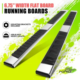 Tsk-stepba0025 Top Street King 6.75 Inch Flat Side Step Bar Running Boards For Dodge Ram 1500 Crew Cab 4dr 19-23