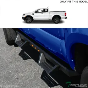Sbms-rang19cc-mb-led-tl Topline Autopart Tlaps For 2019-2023 Ford Ranger Supercrew Modular Led Drop Step Bars Matte Black