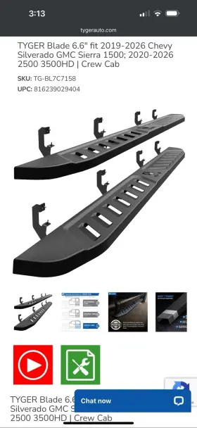 Tg-bl7c7158 Tyger Running Boards Fits For Chevy 1500 Crew Cab 2019-2022 Side Steps