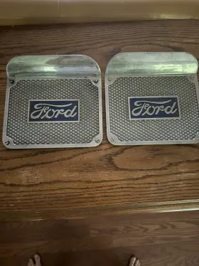 T-16400-s Vintique Ford Model T Die Cast Polished Aluminum Step Plates Script Pair