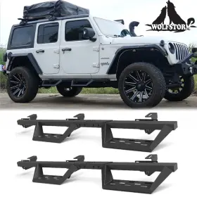 406c-njl02c108-bx Wolfstorm Fits 2018-2025 Jeep Wrangler Jl 4 Doors Side Steps Running Boards Nerf Bars 2pcs