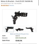 Motor & Bracket Ford (FL3Z-16A506-B)2015-2020 F-150 FL3Z16A506B. Fixed Price $250.00.