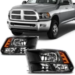 For 2009-2018 Dodge Ram 1500 2500 3500 Black Amber Headlights Assembly Pair Set. Fixed Price $90.99.