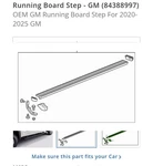 Genuine Gm Running Board Step 84388997. Fixed Price $500.00.